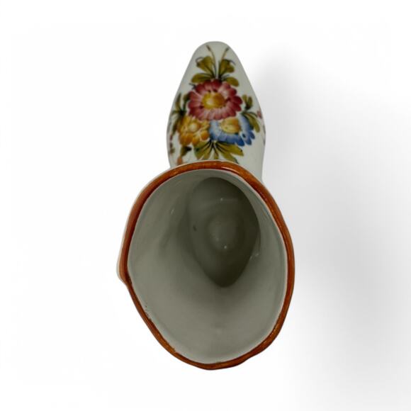 Vintage Bassano Italy Hand-Painted Ceramic Boot Vase – Floral Faience Pottery - Picture 13 of 16